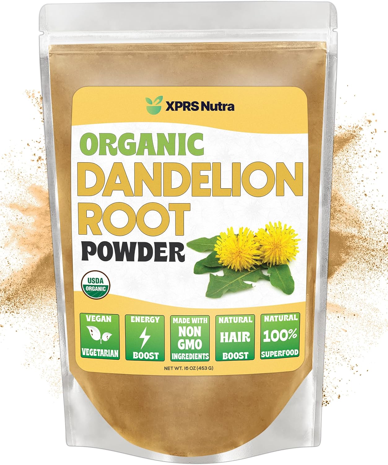 Organic Dandelion Root Powder - Vegan Antioxidant Liver Support - Tea & Beverage Boost - Immune Boosting Powder (16 oz)