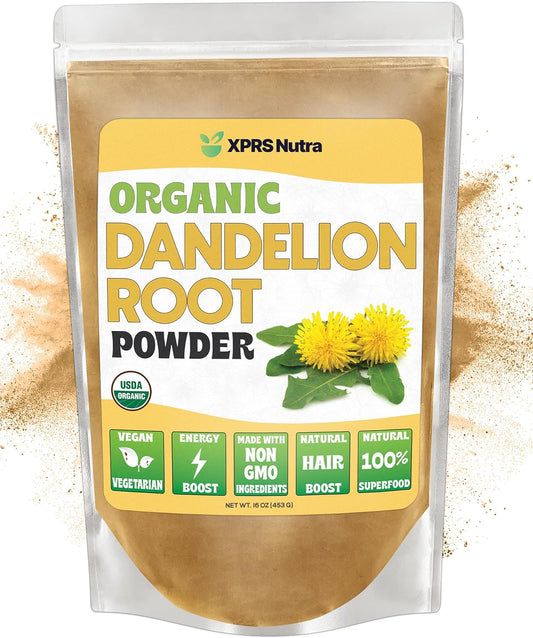 Organic Dandelion Root Powder - Vegan Antioxidant Liver Support - Tea & Beverage Boost - Immune Boosting Powder (16 oz)
