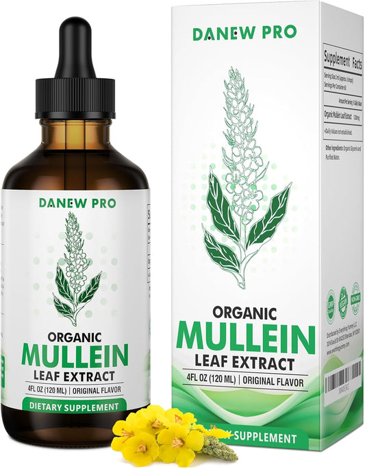 Organic DANEW Pro Mullein Leaf Extract for Respiratory Health - 4oz Bottle