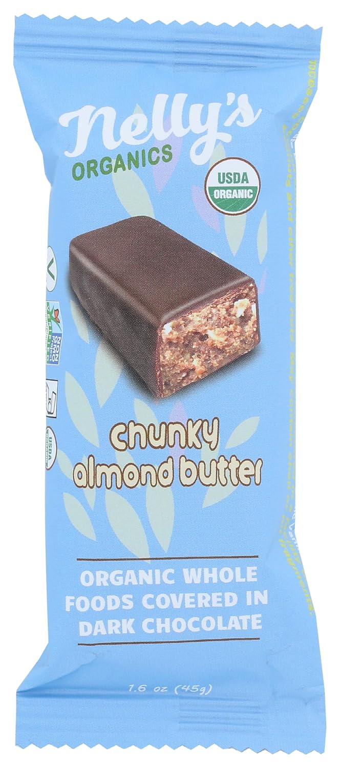 Organic Dark Chocolate Chunky Almond Butter Bar by Nelly's Organics - 1.6 OZ