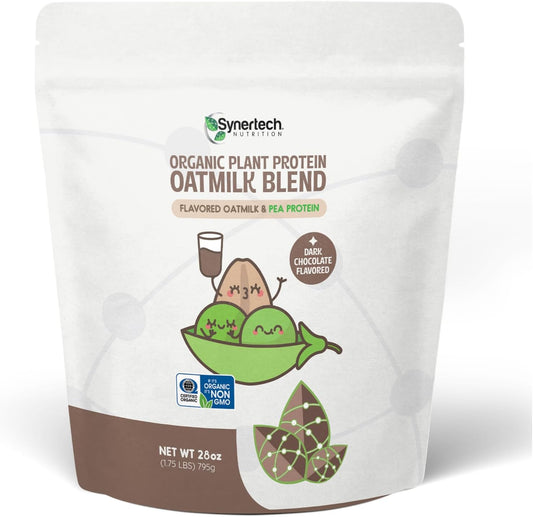 Organic Dark Chocolate Plant-Based Protein Oatmilk Blend - 30 Servings, 100 Calories, Non-GMO - 1lb Bag