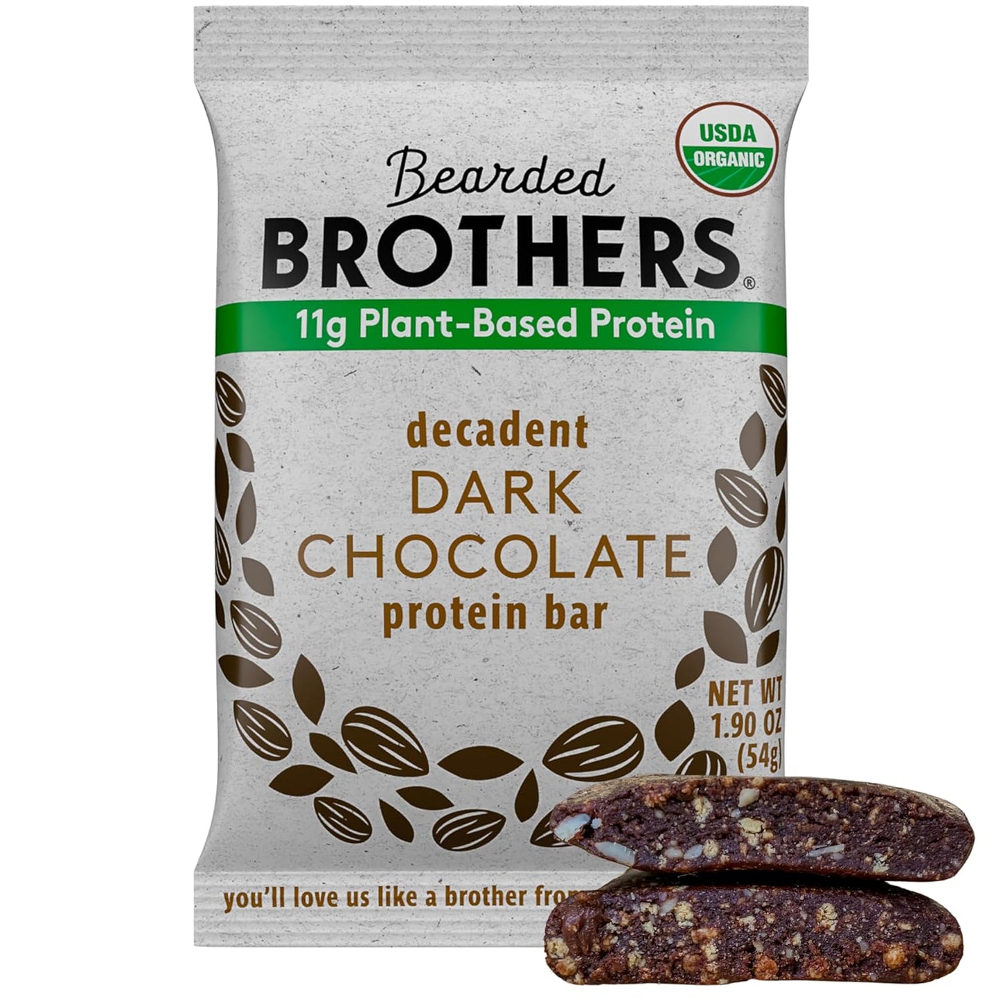 Organic Dark Chocolate Protein Bars (10 Pack) - Plant Based, Gluten Free, Vegan, Non-GMO Snacks with 11g Protein & Fiber