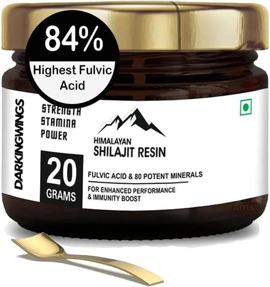 Organic Darkingwings 500mg Shilajit Resin Supplement - Pure Himalayan Shilajit with High Potency and 84+ Fulvic Acid