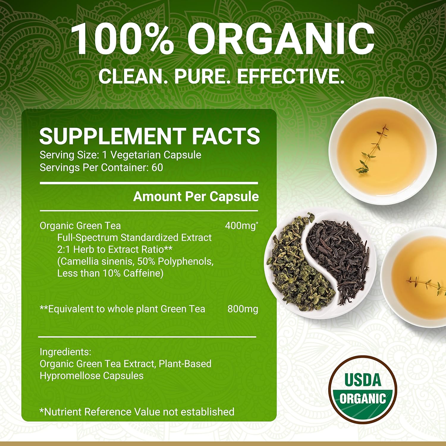 Organic Digestion and Detox Bundle | True Veda | Green Tea, Amla & Triphala Capsules | USDA Certified | Vitamin C Boost
