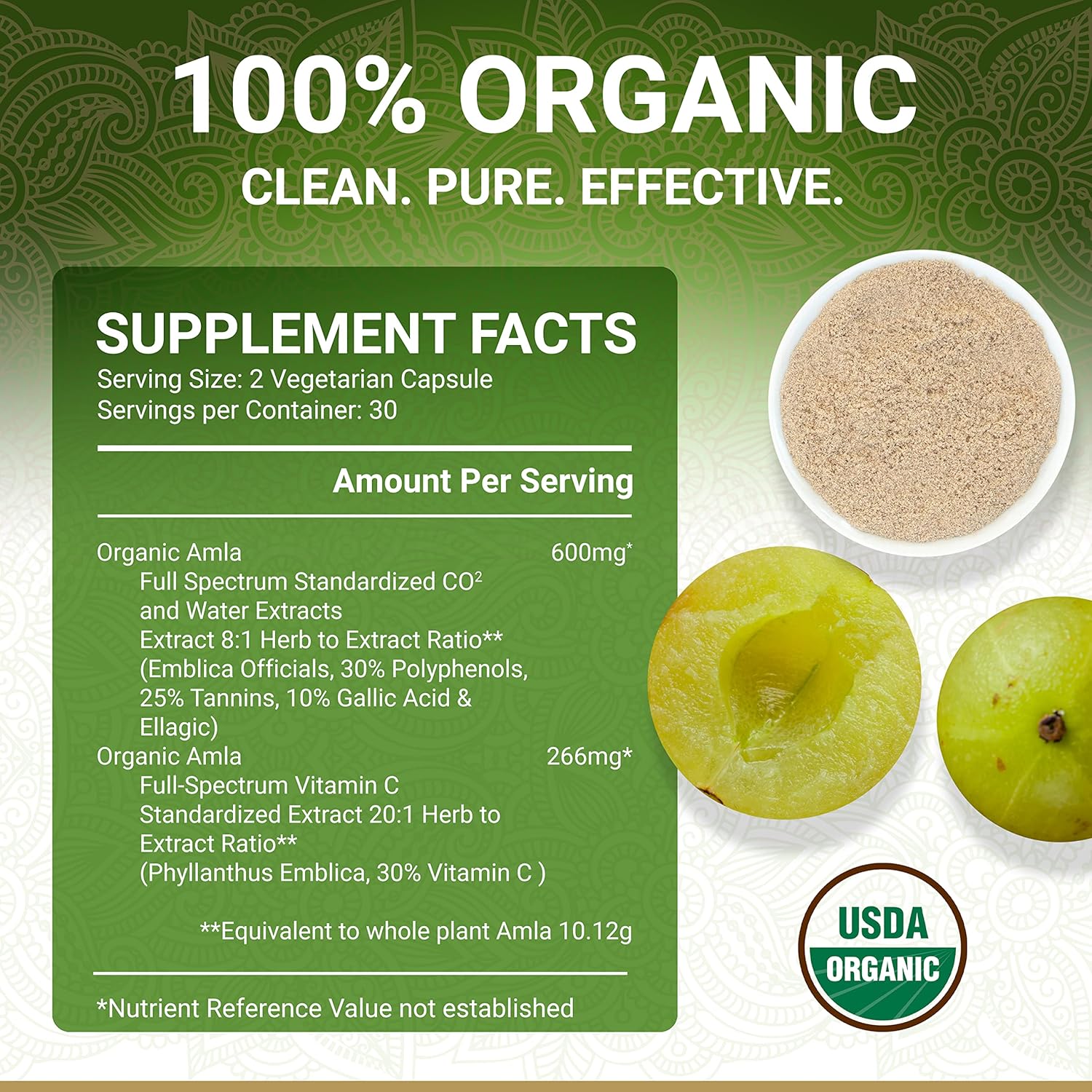 Organic Digestion and Detox Bundle | True Veda | Green Tea, Amla & Triphala Capsules | USDA Certified | Vitamin C Boost