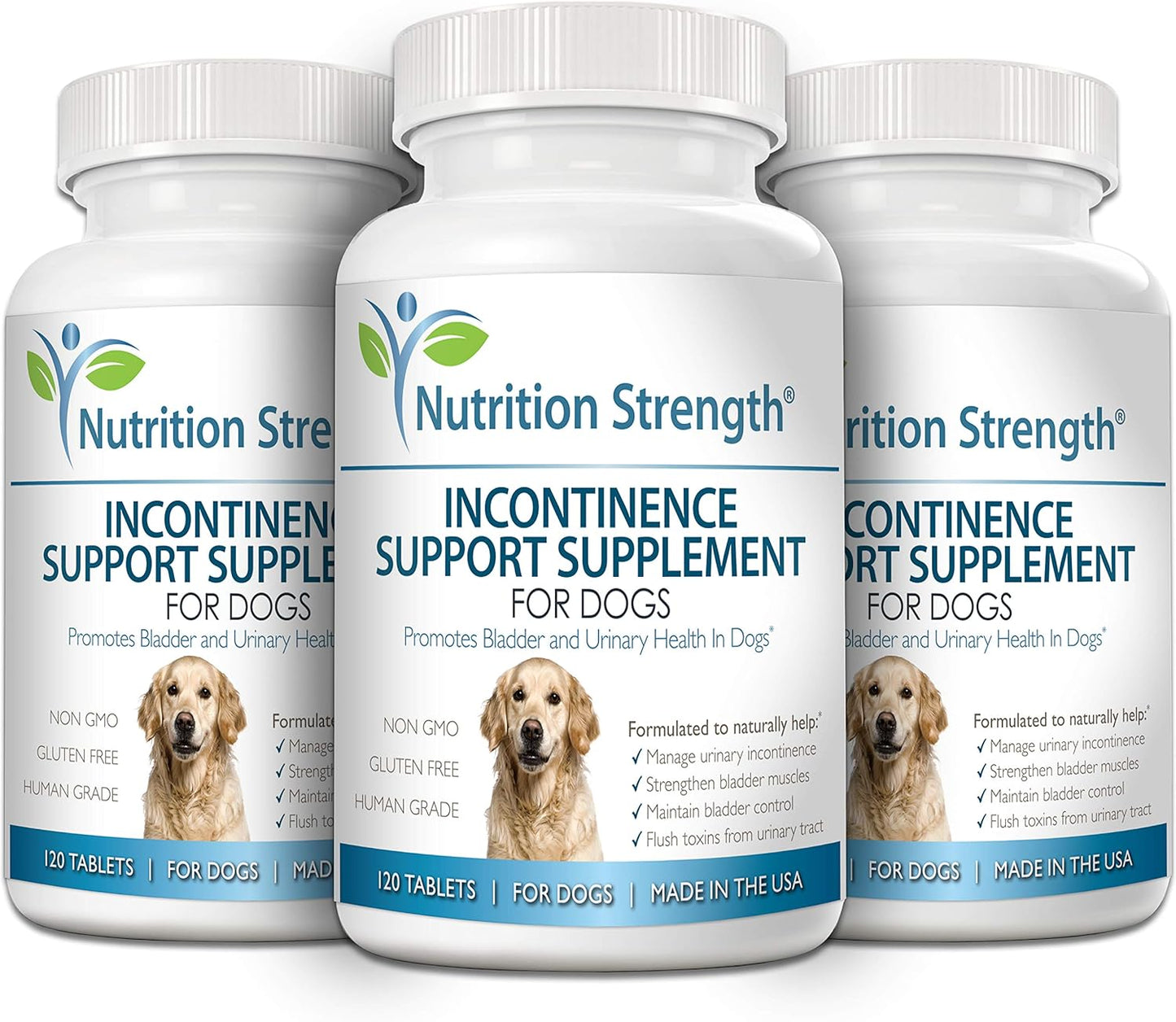 Organic Dog Bladder Health Supplement for Incontinence Support - 120 Chewable Tablets for Dog Bladder Control