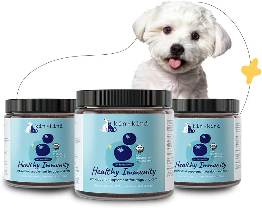 Organic Dog & Cat Supplement Powder for Immune & Bladder Support - Made in USA - Cranberry, Blueberry, Coconut Formula - Large 8oz Size