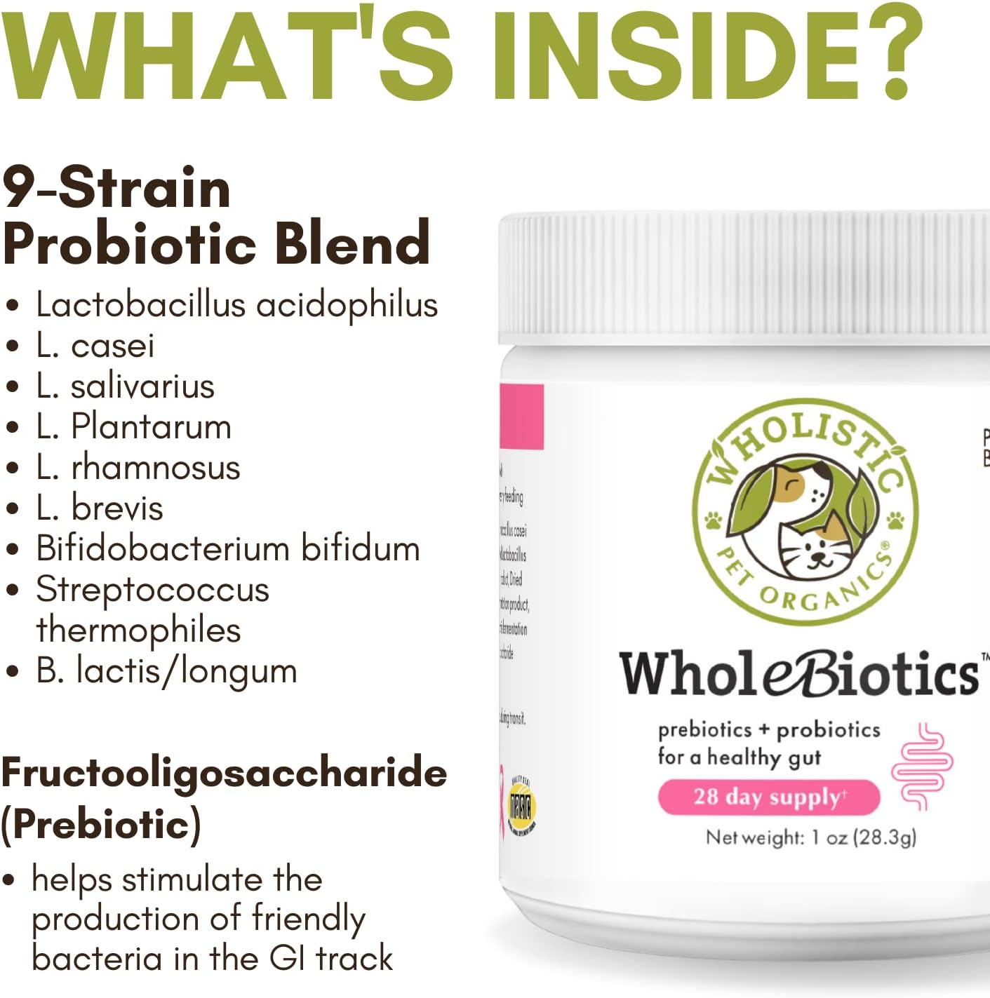 Organic Dog Probiotic Powder with Digestive Enzymes for Diarrhea, Gas, Constipation, Upset Stomach, Allergies