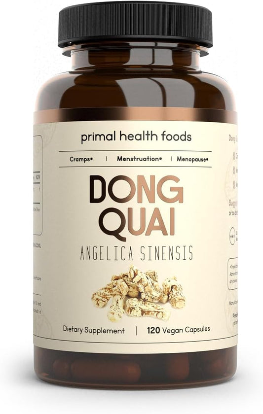 Organic Dong Quai 1000mg Capsules - Female Hormone & Menstrual Support - Vegetarian & Non-GMO - Primal Health Foods