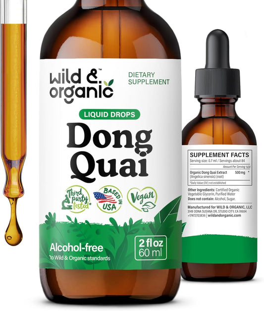 Organic Dong Quai Tincture 500mg - Angelica Root Supplement for Women - Liquid Extract Drops - Sugar & Alcohol-Free - 2 fl oz