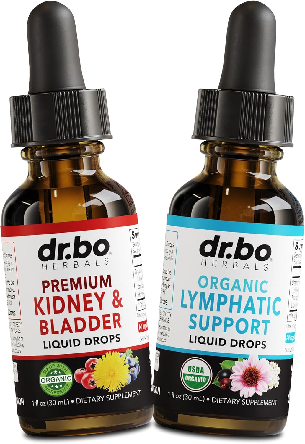 Organic Dr. BO Kidney Bladder & Lymphatic Support Liquid Cleanse - Renal Detox Urinary Tract System - Supplements Drops for Kidney Bladder & Lymphatic Drainage