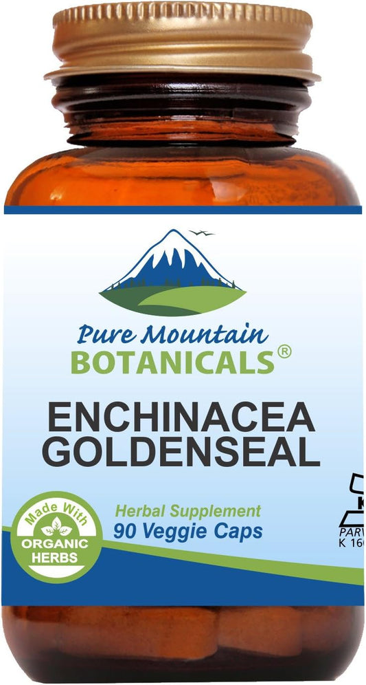 Organic Echinacea Goldenseal Capsules - Kosher Vegan Supplement with 450mg Complex