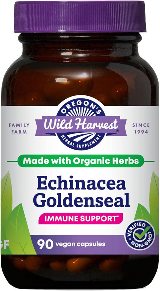 Organic Echinacea Goldenseal Capsules for Immune Support | Vegan, Non-GMO, Gluten-Free | 90 Count by Oregon's Wild Harvest