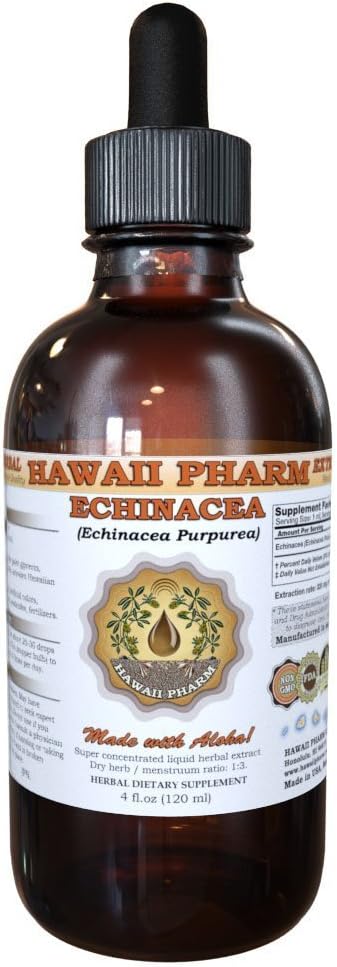Organic Echinacea Liquid Extract Tincture Supplement - 4 oz by Hawaii Pharm
