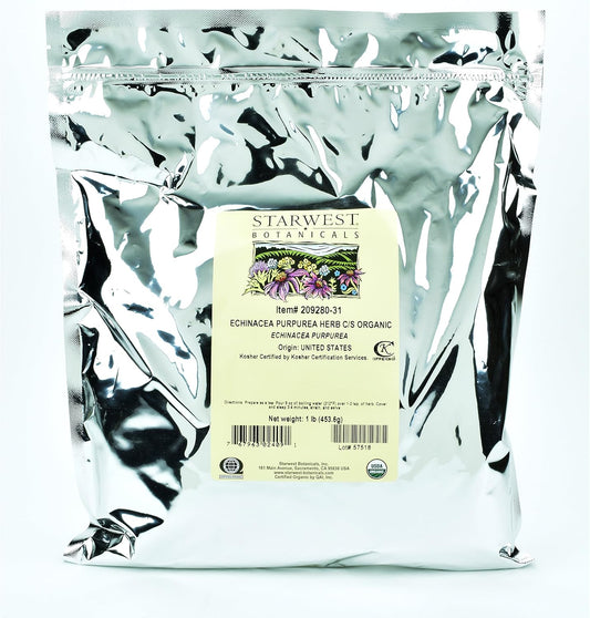 Organic Echinacea Purpurea Herb C/S - 1 Pound by Starwest Botanicals