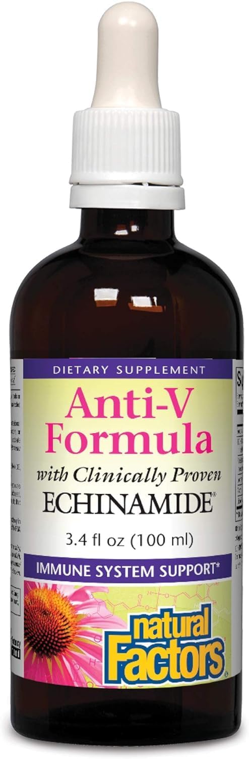 Organic Echinacea Supplement for Immune Support - Natural Factors Anti-V Liquid Formula, Non-GMO, 3.4 oz