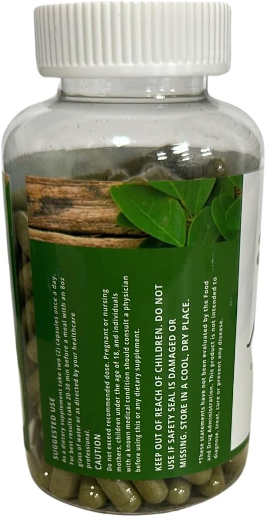 Organic ECOVIB Moringa Oleifera Leaf Powder Capsules - High Protein, Essential Amino Acids, Super Greens, 180 Count, Revitalizing Supplement