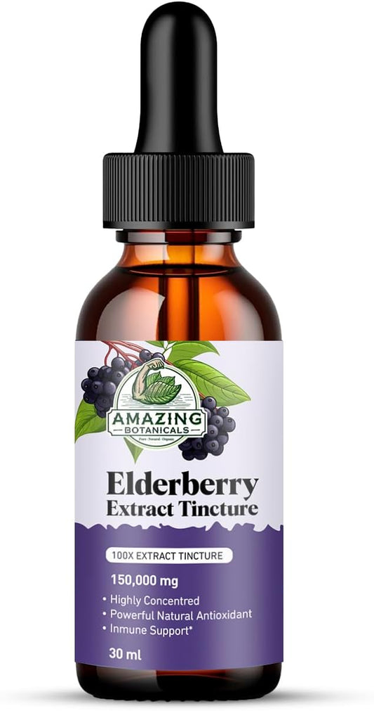 Organic Elderberry Extract Tincture - 15,000mg Strength Immune Support Supplement - Elderberry Syrup - 30ml