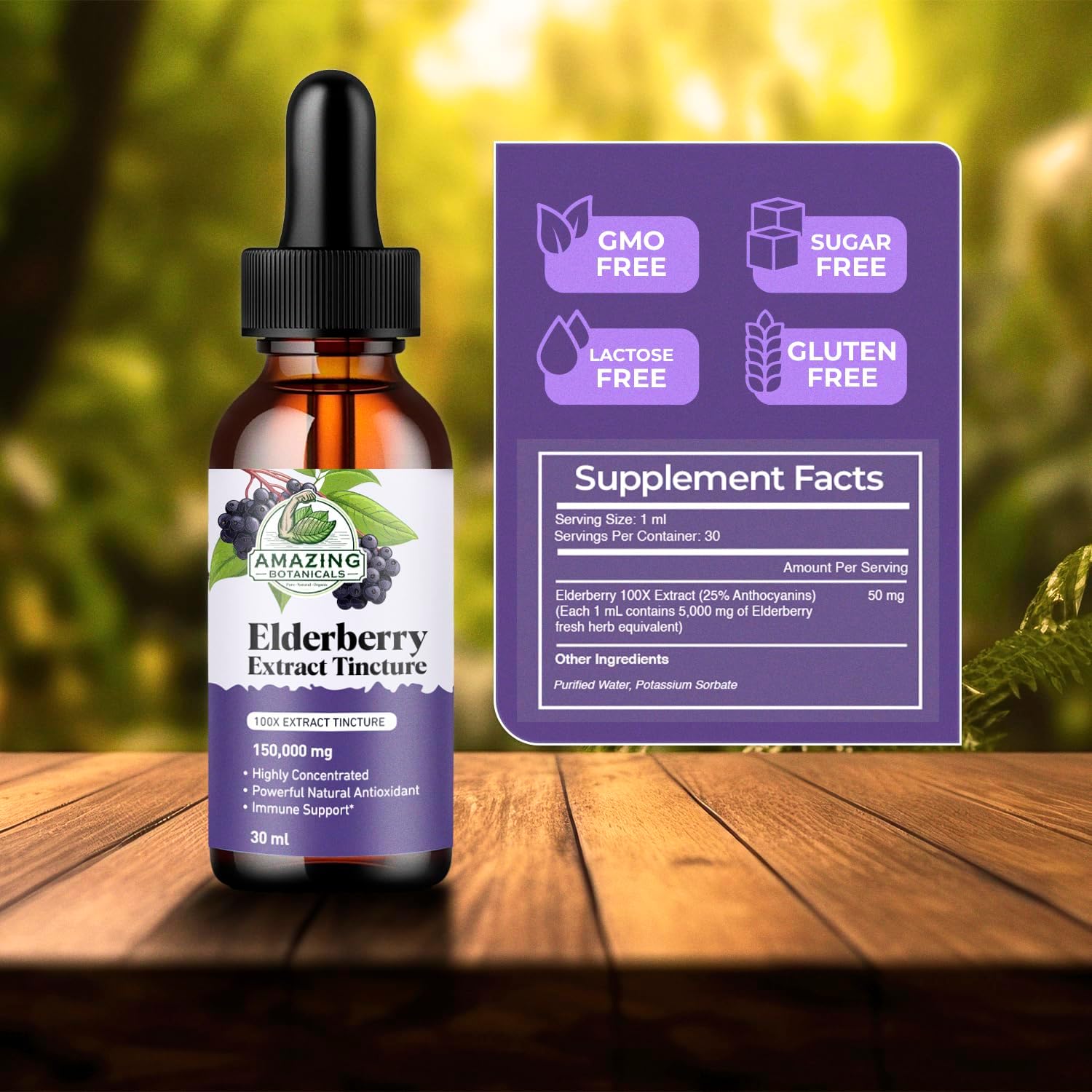Organic Elderberry Extract Tincture - 15,000mg Strength Immune Support Supplement - Elderberry Syrup - 30ml