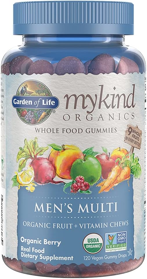 Organic Elderberry Gummies for Immune Support - Men's Multivitamin Supplement with Organic Fruit - 120 Count