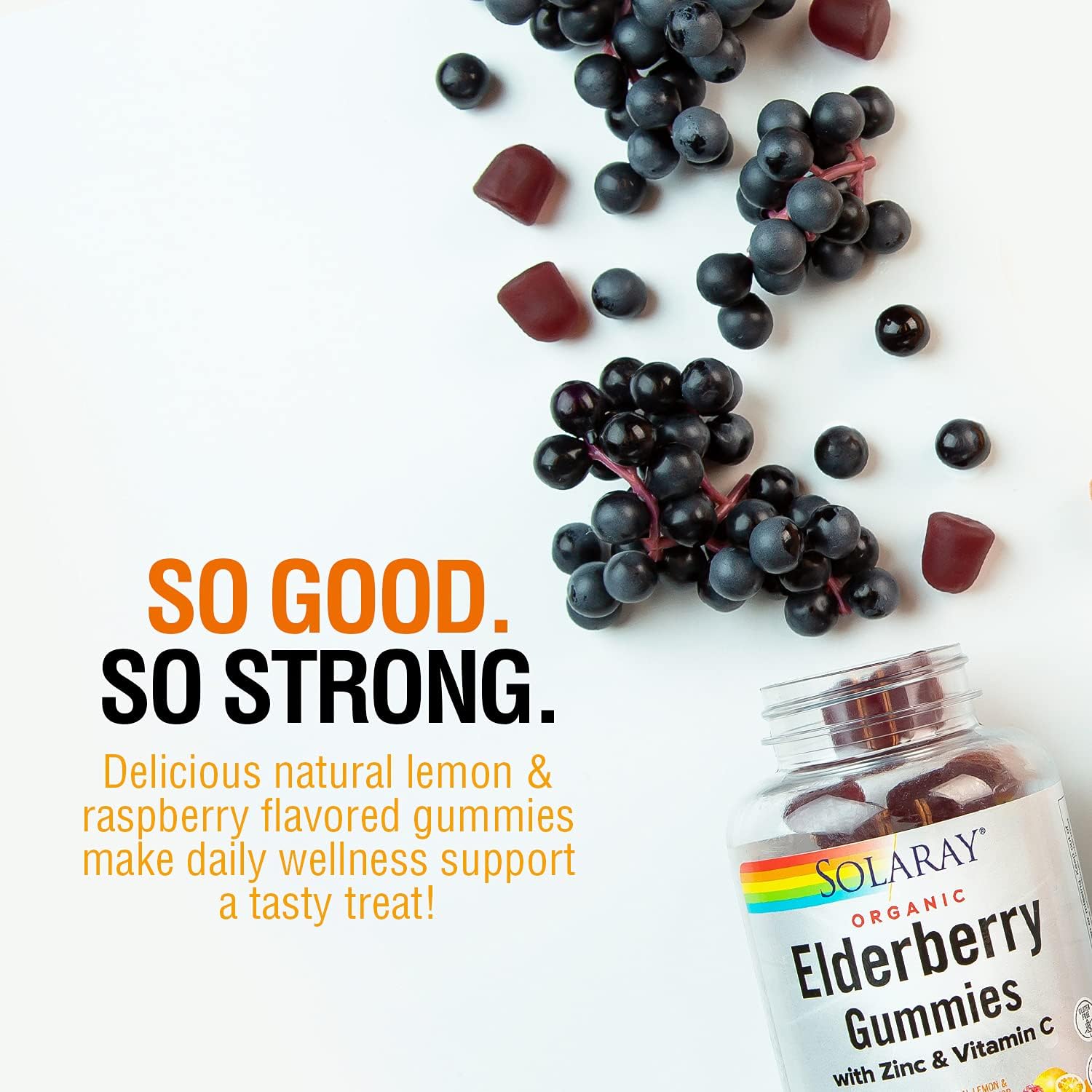 Organic Elderberry Gummies with Zinc & Vitamin C for Immune Support - 60 Ct, Gluten Free, 30 Servings