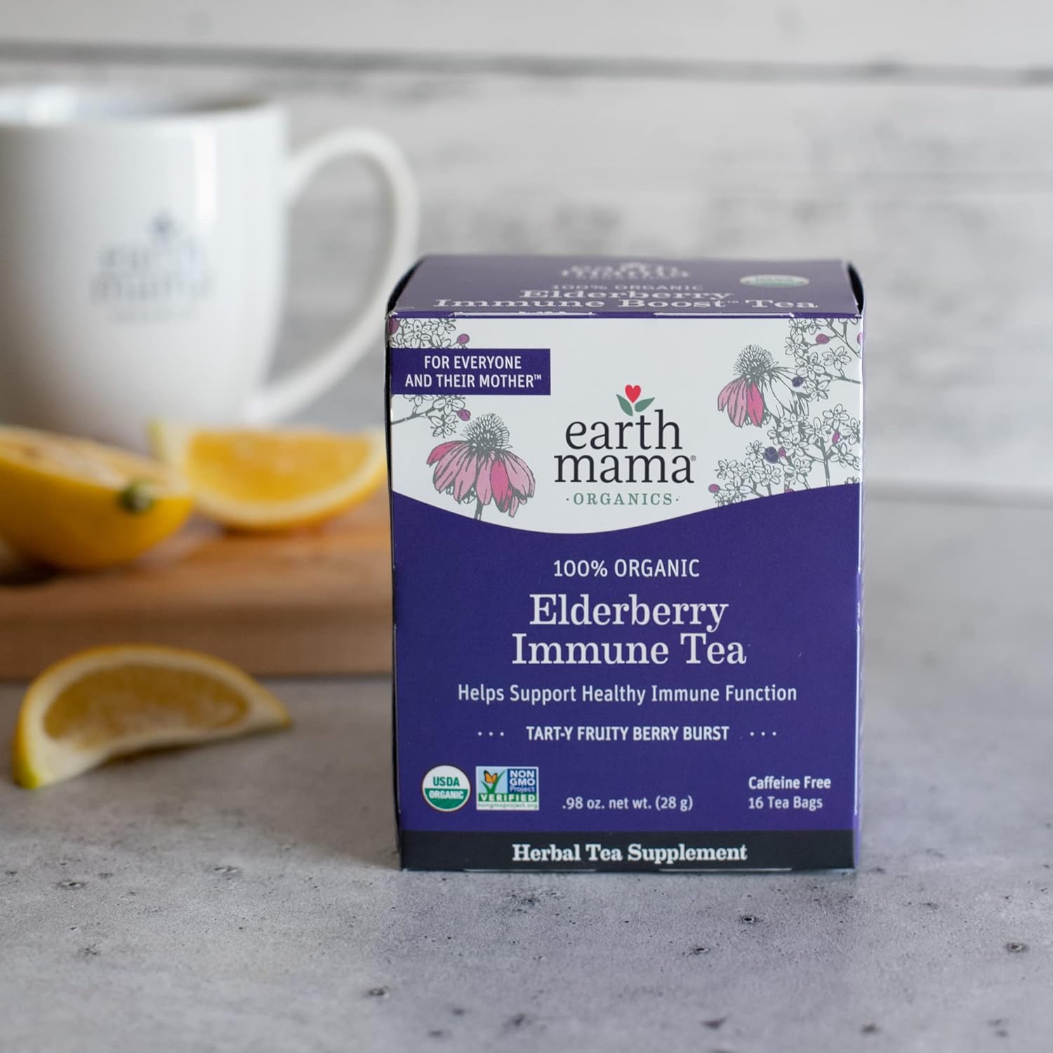 Organic Elderberry Immune Support Tea with Echinacea for Pregnancy, Breastfeeding, and Family | Decaf Ginger & Rooibos Tea, 16-Count (3-Pack)