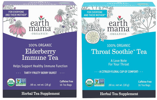 Organic Elderberry Immune Tea & Throat Smoothie for Wellness, Safe for Breastfeeding & Pregnancy, 16 Count x 2 Pack