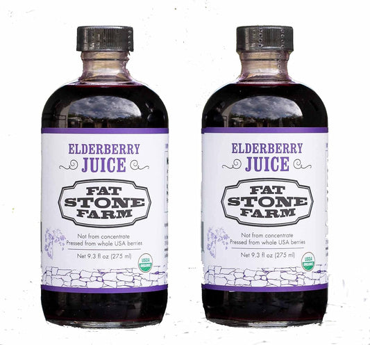 Organic Elderberry Juice 2-Pack - 18.6 fl. oz - Cold-Pressed from Fat Stone Farm (New)