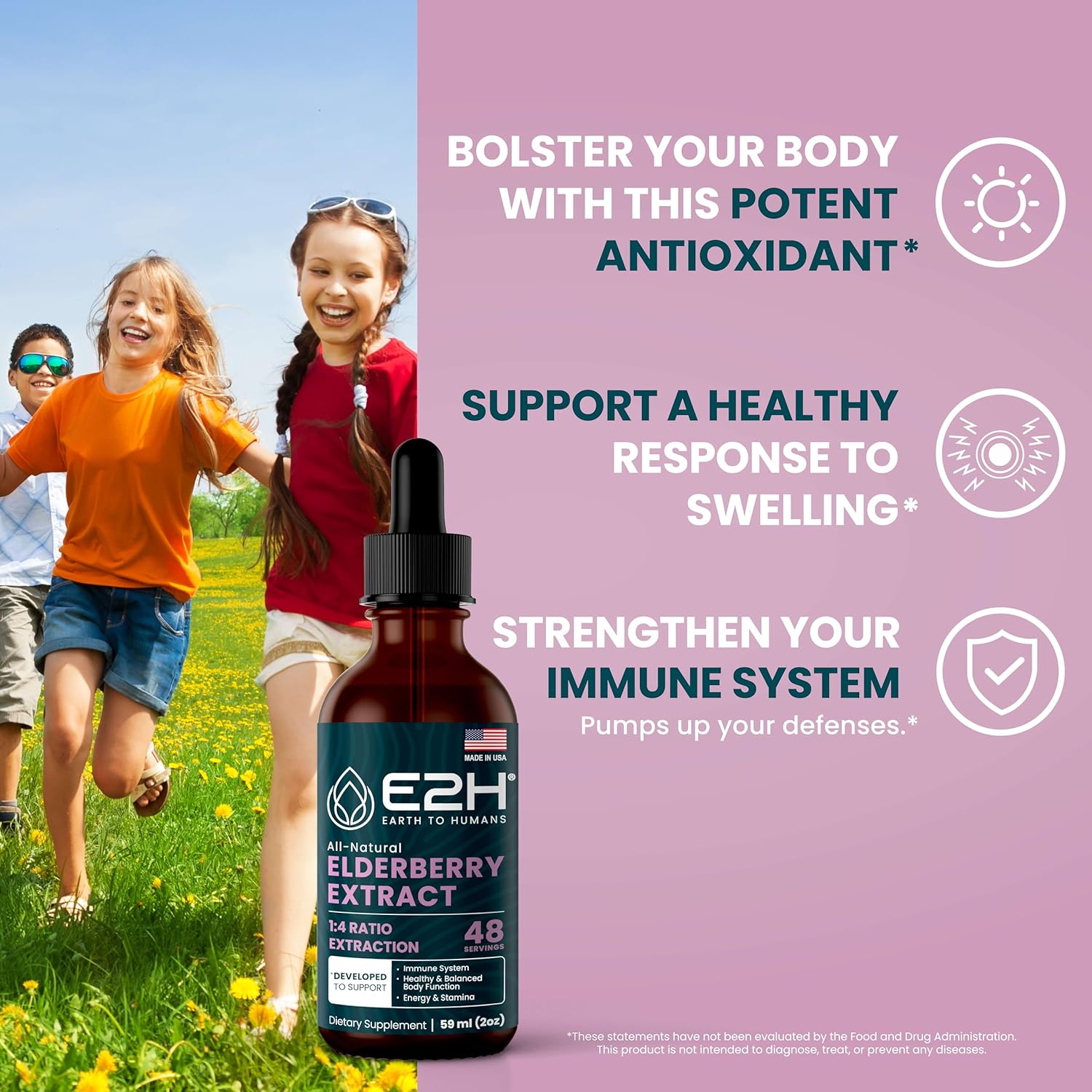 Organic Elderberry Syrup - Immune Support Supplement with Powerfull Antioxidants - Sambucus Elderberry Syrup for Kids & Adults - Non-GMO, Vegan - 2 Fl Oz