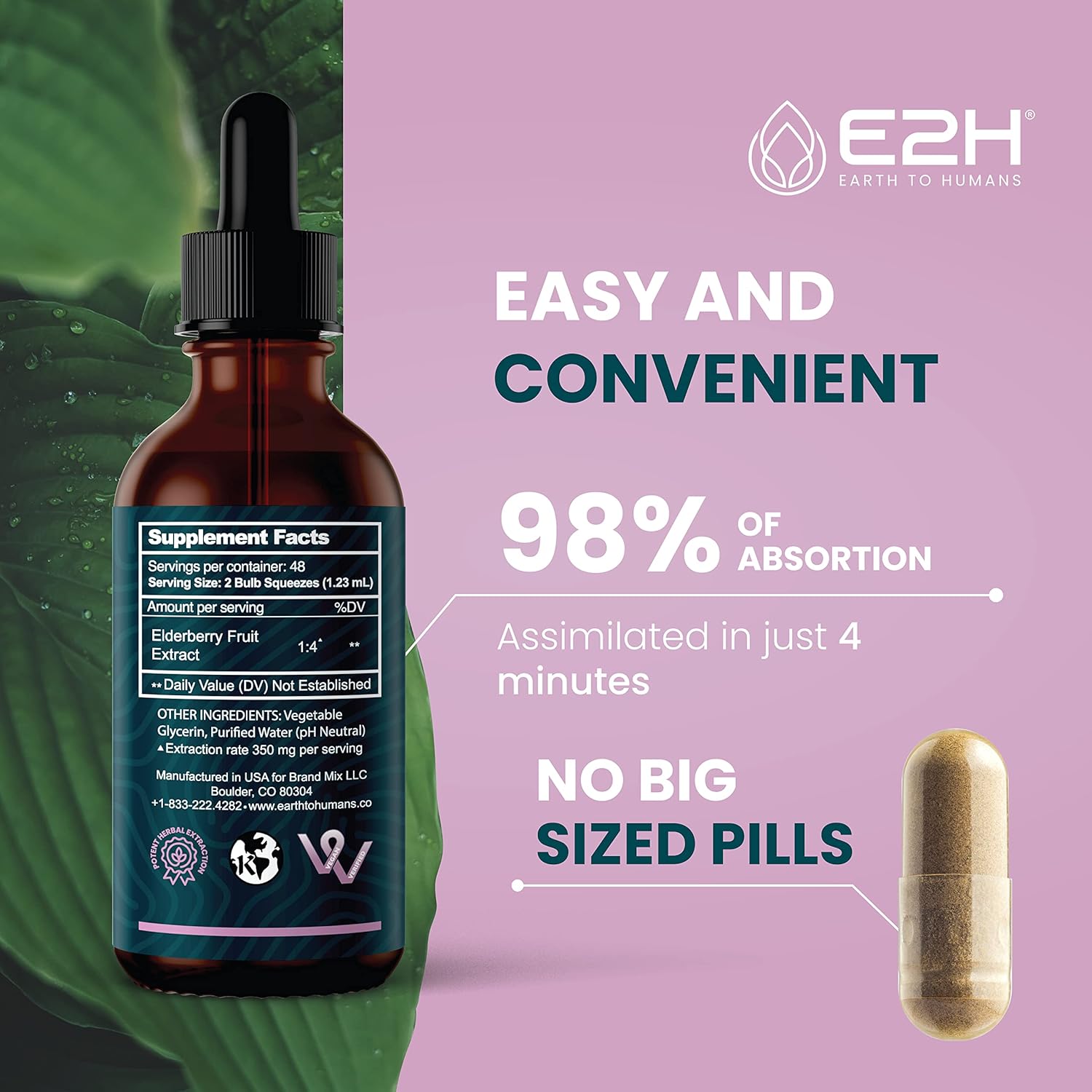 Organic Elderberry Syrup - Immune Support Supplement with Powerfull Antioxidants - Sambucus Elderberry Syrup for Kids & Adults - Non-GMO, Vegan - 2 Fl Oz