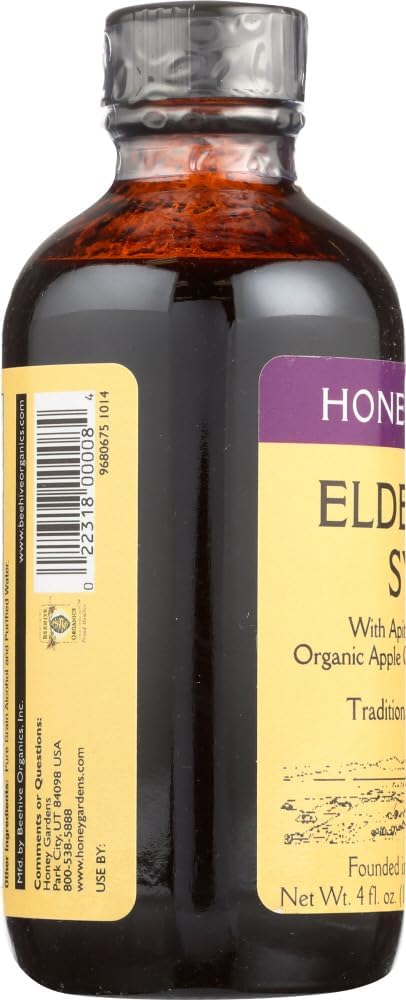 Organic Elderberry Syrup with Raw Honey and Propolis for Cough Relief - 4 oz Bottle by FERGRELM H Honey Gardens Apiaries