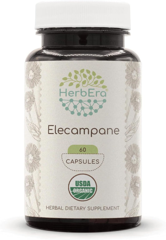 Organic Elecampane Capsules - 60 ct | Herbal Supplement | Vegetarian Capsules with Certified Organic Elecampane Root