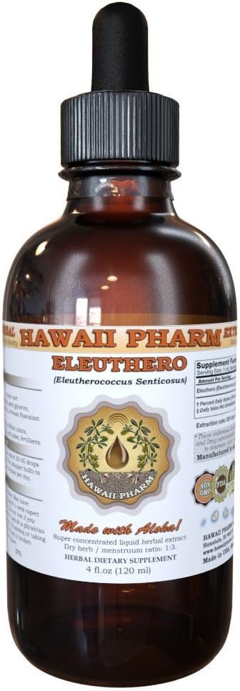 Organic Eleuthero Liquid Extract Tincture - Siberian Ginseng Root Supplement - 2 oz Bottle by Hawaii Pharm