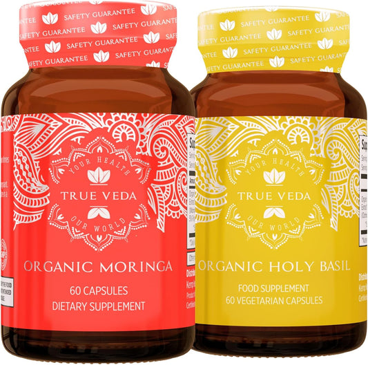 Organic Energize Bundle: Moringa & Holy Basil Capsules - USDA Certified | Multi-Award-Winning Formula
