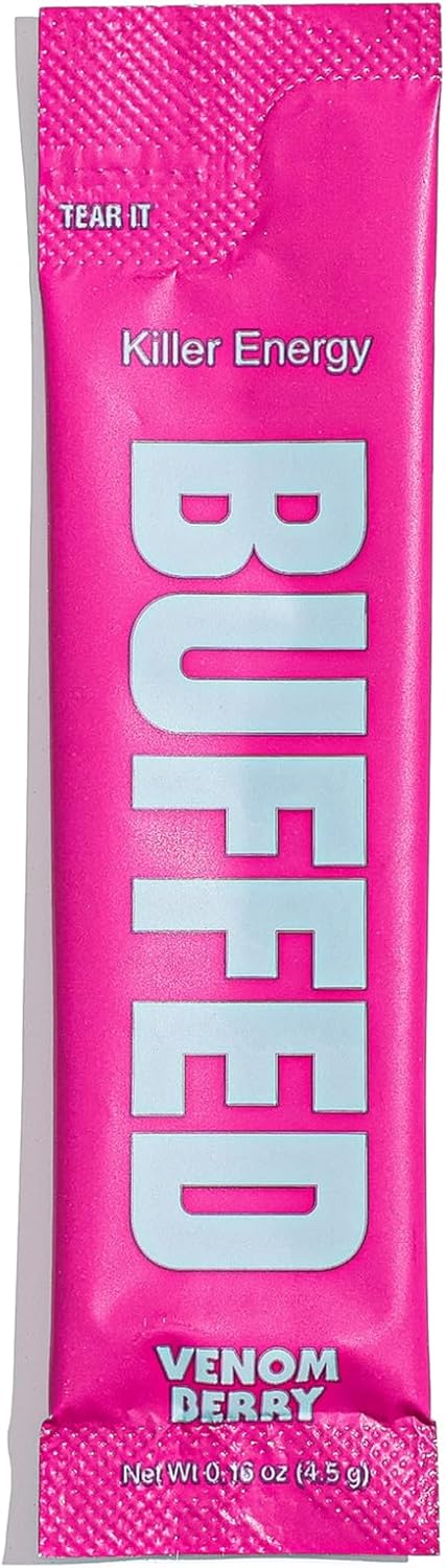 Organic Energy Drink Mix Powder Sticks | Healthy Boost with Caffeine & Hydration | Nootropics, Mushrooms, B-Vitamins | 30 Pack-Venom Berry