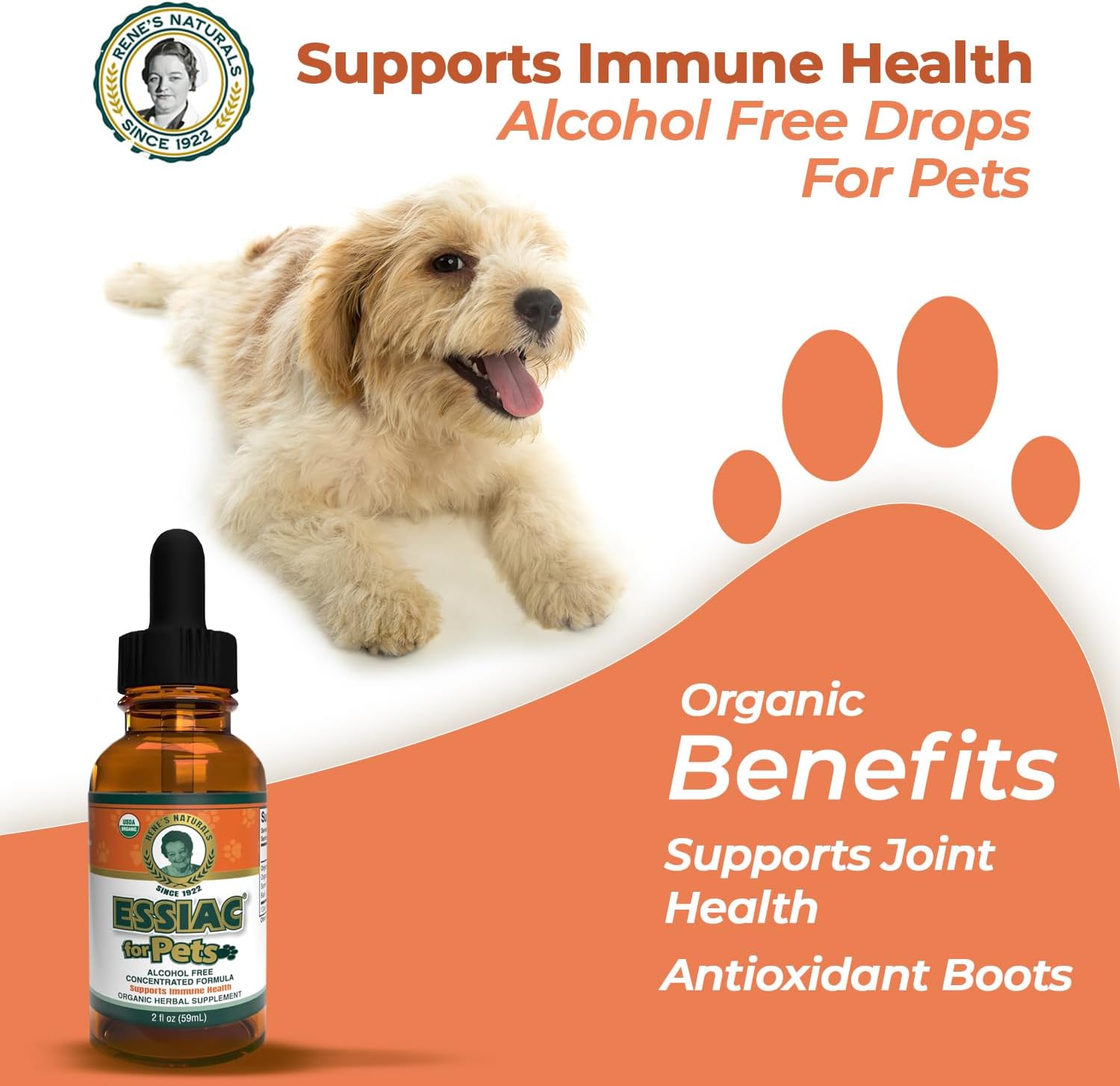 Organic Essiac Drops for Pets | Immune Support & Longevity | Alcohol-Free Concentrated Formula | 2oz