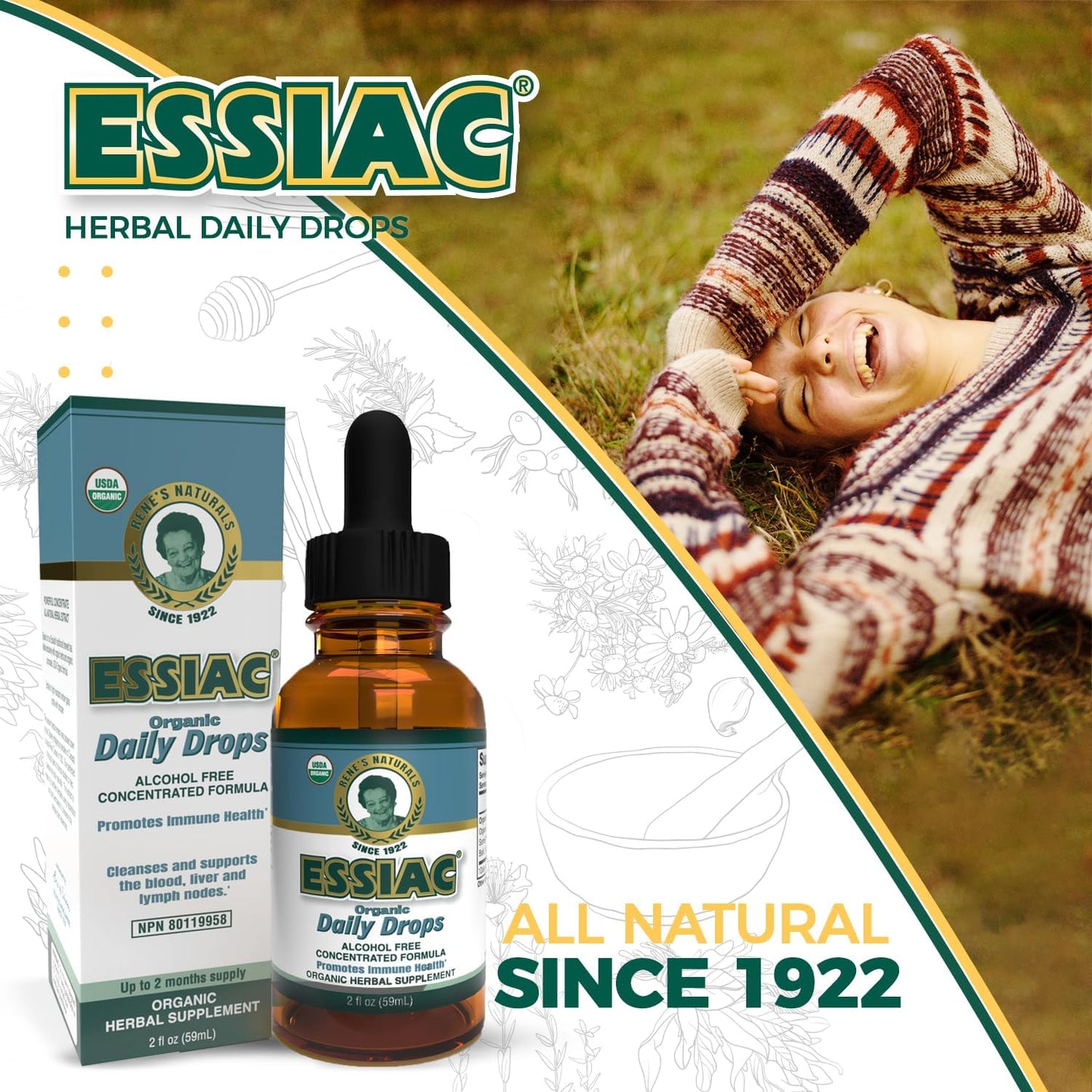 Organic Essiac Tea Drops for Immune Support & Lymphatic Drainage | Alcohol-Free Concentrated Formula | 2oz