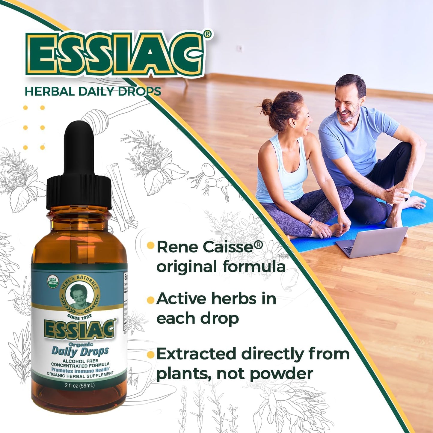 Organic Essiac Tea Powder & Wild-Crafted Drops for Detoxifying Liver, Blood, and Lymph Node