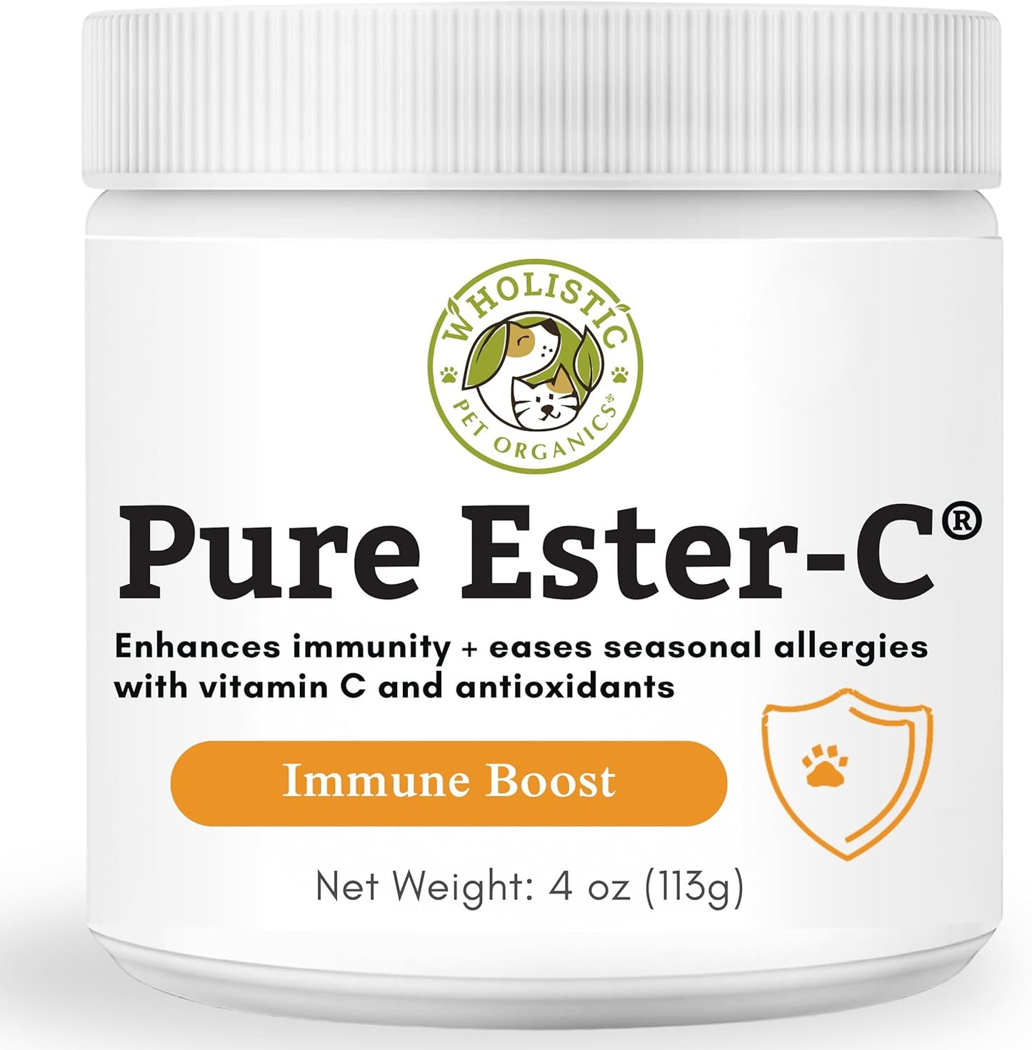 Organic Ester-C Powder for Dogs & Cats - 4 Oz - Immune Support, Skin & Coat Health - Allergy Relief - Vitamin Powder for Itchy Skin & Homemade Food