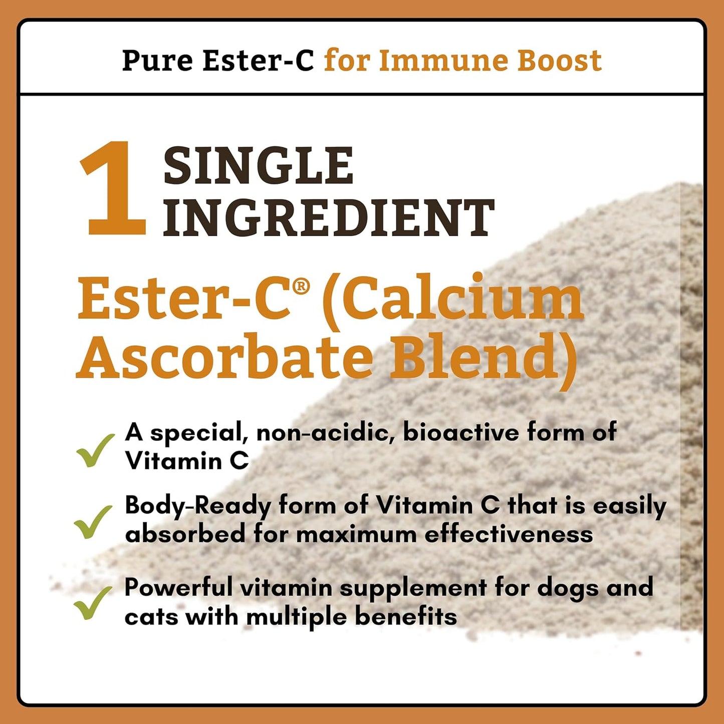 Organic Ester-C Powder for Dogs & Cats - 4 Oz - Immune Support, Skin & Coat Health - Allergy Relief - Vitamin Powder for Itchy Skin & Homemade Food