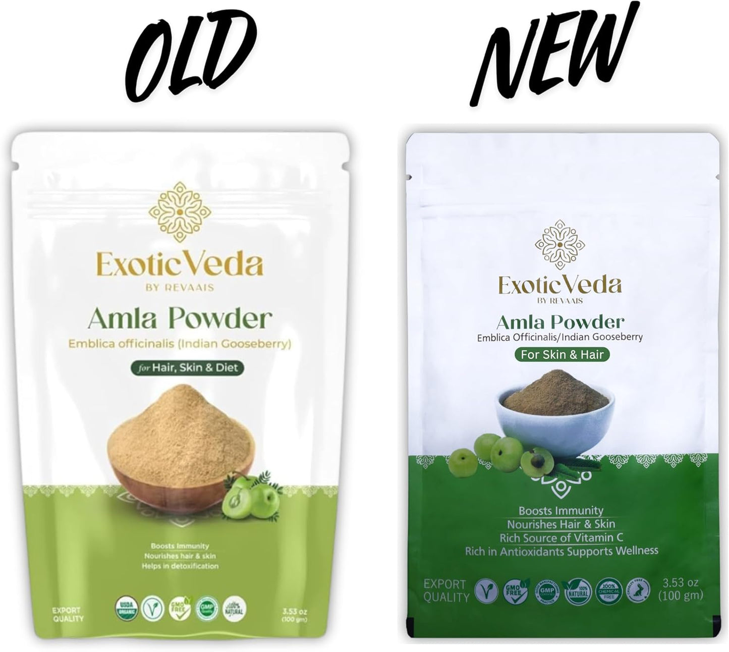 Organic Exotic Veda Amla Powder - Rich in Vitamin C, Dried Indian Gooseberries Amalaki Powder: 3.53 Oz