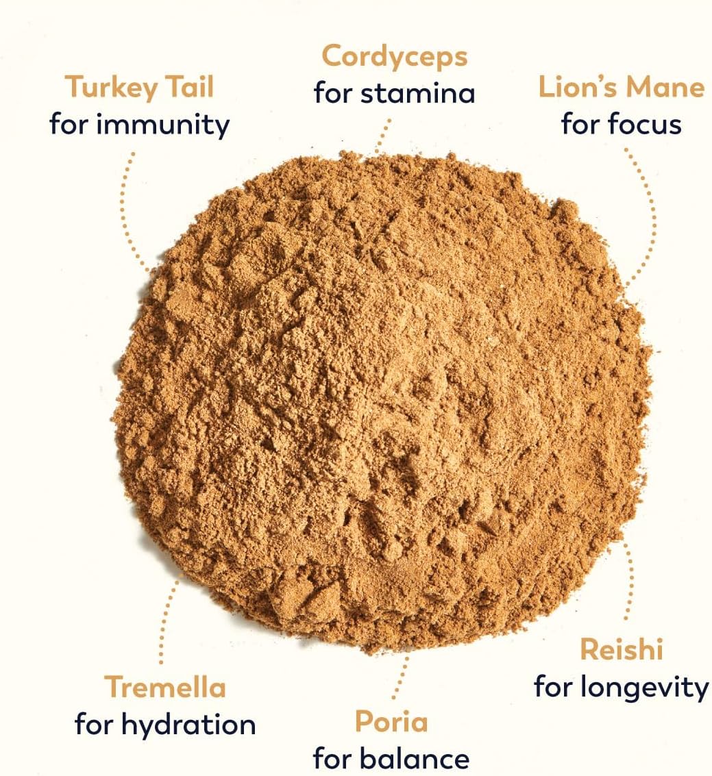 Organic Extra Potent Mushroom Blend Supplement - 100% Fruiting Bodies | Vegan & Gluten-Free | 1 oz Powder (30 Servings)