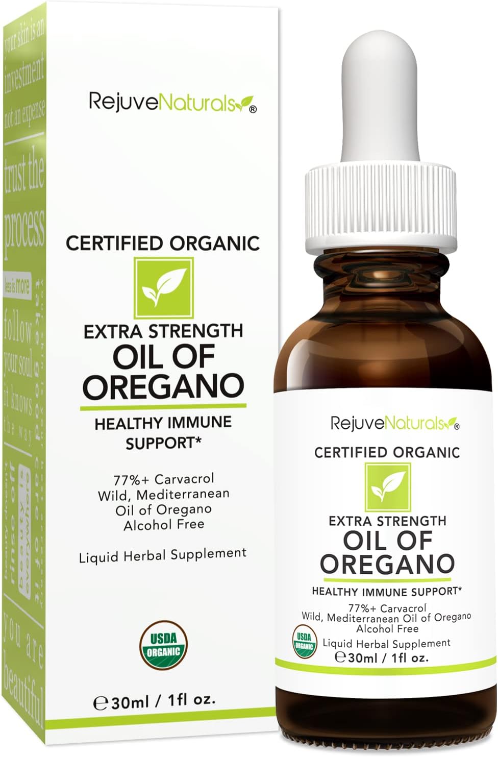 Organic Extra Strength Oil of Oregano Drops - 1 fl oz Concentrated Immune Support - USDA Certified, Gluten Free & Vegan - 77% Carvacrol - Mediterranean Oregano Oil