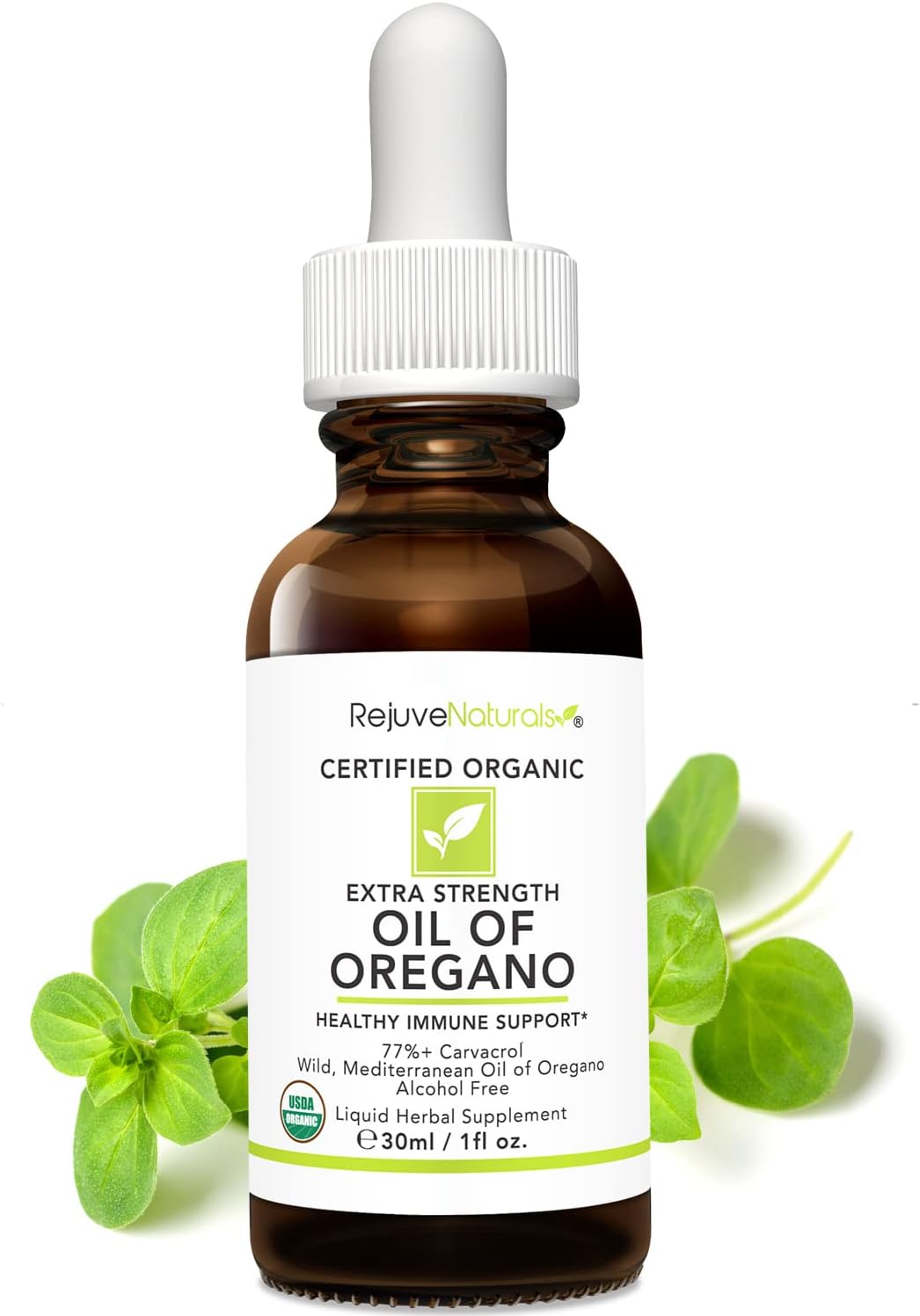 Organic Extra Strength Oil of Oregano Drops - 1 fl oz Concentrated Immune Support - USDA Certified, Gluten Free & Vegan - 77% Carvacrol - Mediterranean Oregano Oil