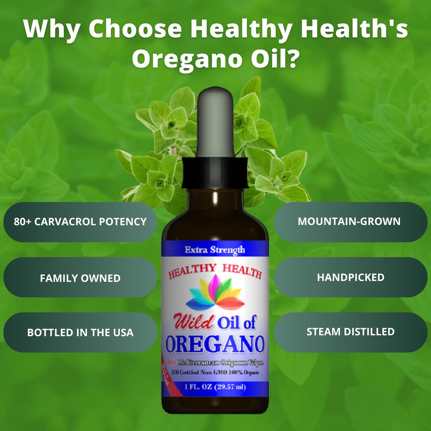 Organic Extra Strength Oregano Oil Liquid - Immune Support, Vegan, Non GMO - 83% Carvacrol - ECO Certified - 1 fl. OZ