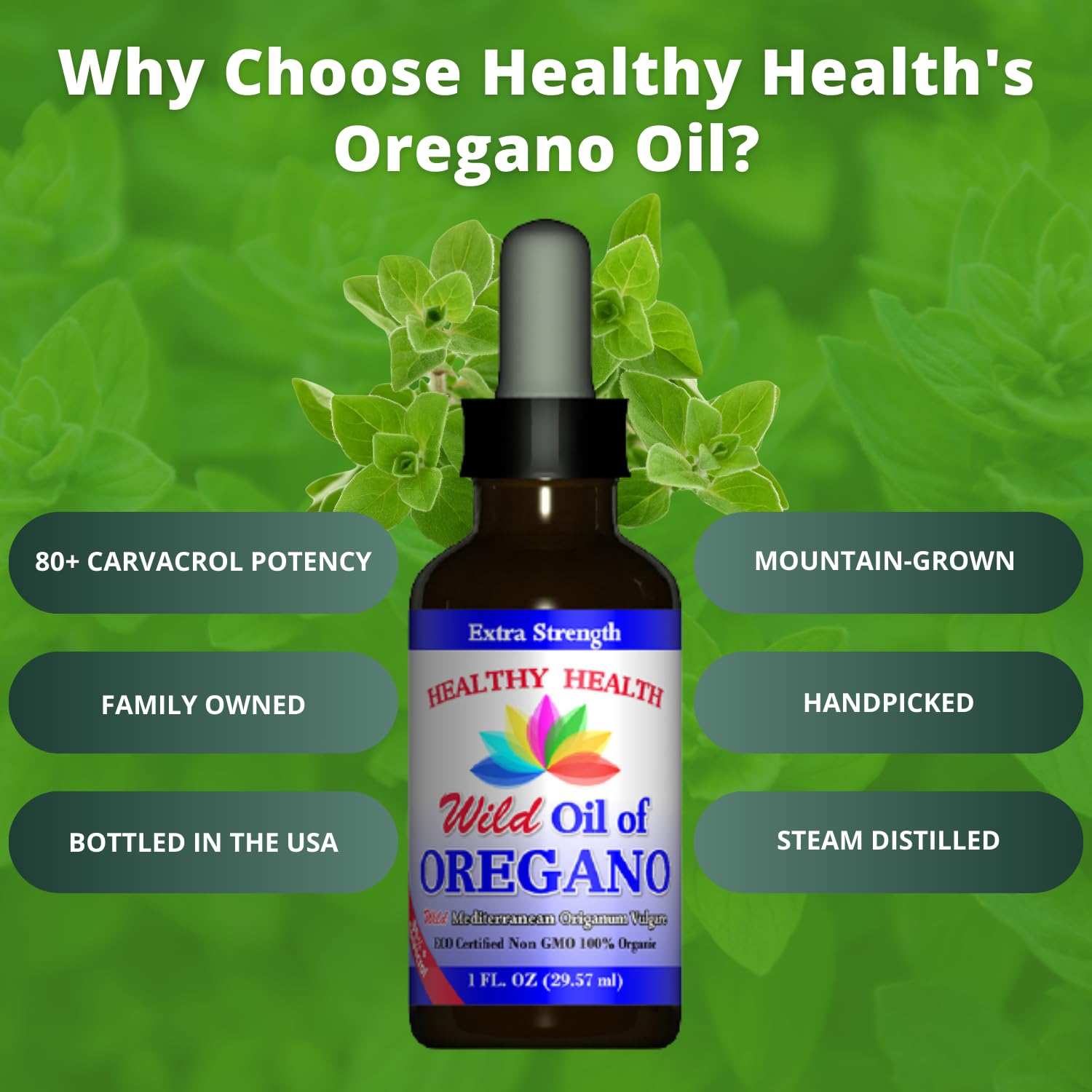 Organic Extra Strength Oregano Oil Liquid - Immune Support, Vegan, Non GMO - 83% Carvacrol - ECO Certified - 1 fl. OZ