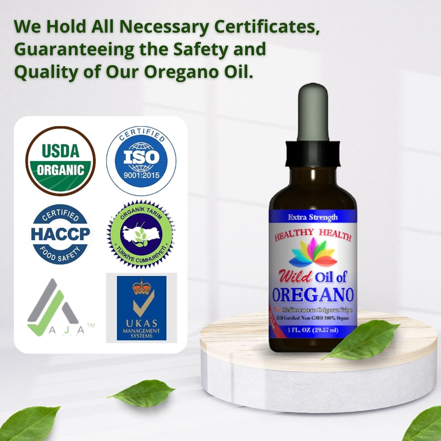 Organic Extra Strength Oregano Oil Liquid - Immune Support, Vegan, Non GMO - 83% Carvacrol - ECO Certified - 1 fl. OZ