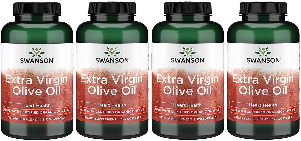 Organic Extra Virgin Olive Oil Softgels 1000mg, Cold-Pressed - Pack of 120 - Swanson