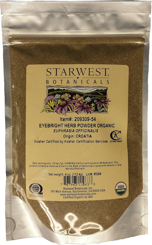 Organic Eyebright Herb Powder - 4 Oz, Starwest Botanicals