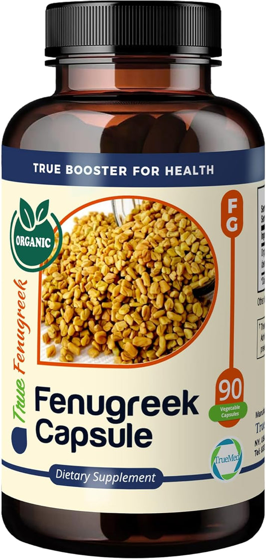 Organic Fenugreek Capsules for Metabolic Support, Energy Boost, and Hormone Balance - 610mg, 90 Capsules